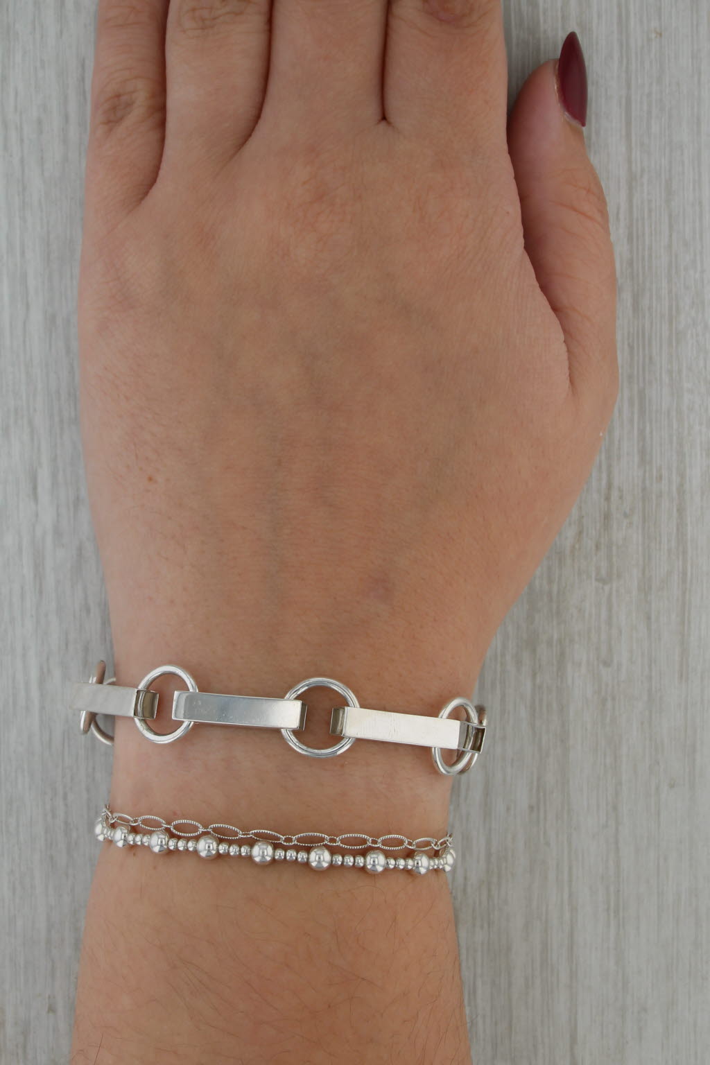 Goldbar Bar & Circle Link Bracelet Sterling Silver Toggle Clasp 8.25" 12.8mm