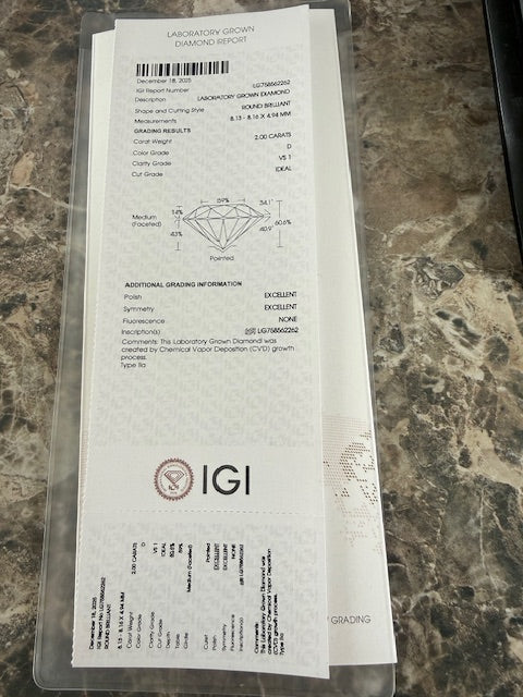 New IGI 4.02ctw Lab Grown Round Diamond Stud Earrings 14k Gold Solitaire Studs