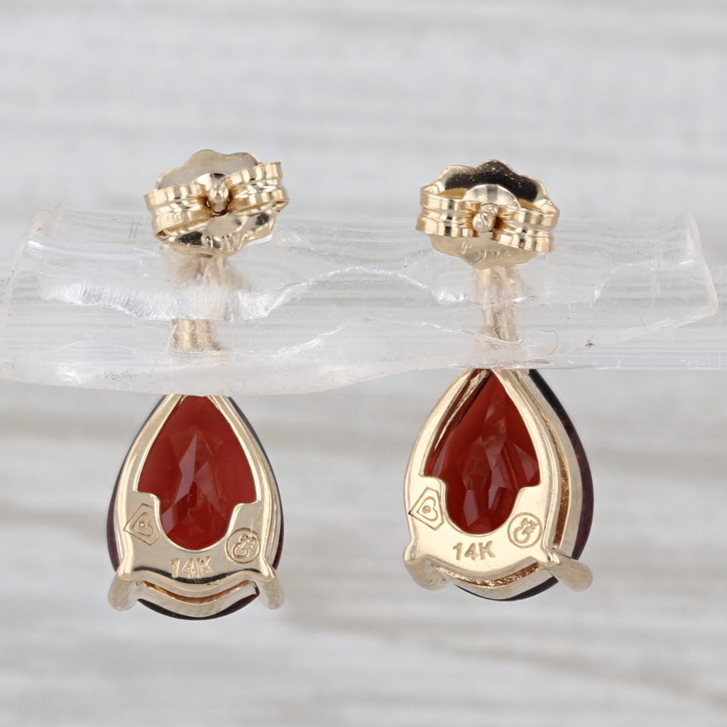 3.33ctw Garnet Diamond Teardrop Earrings 14k Yellow Gold