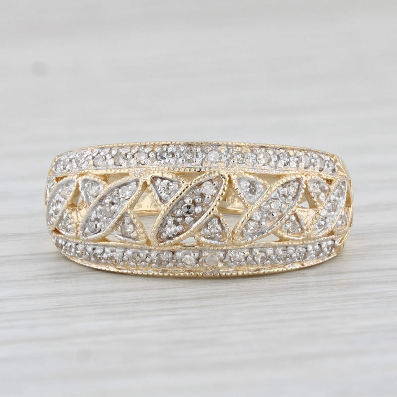0.12ctw Diamond Crosshatch Ring 14k Yellow Gold Size 7.25