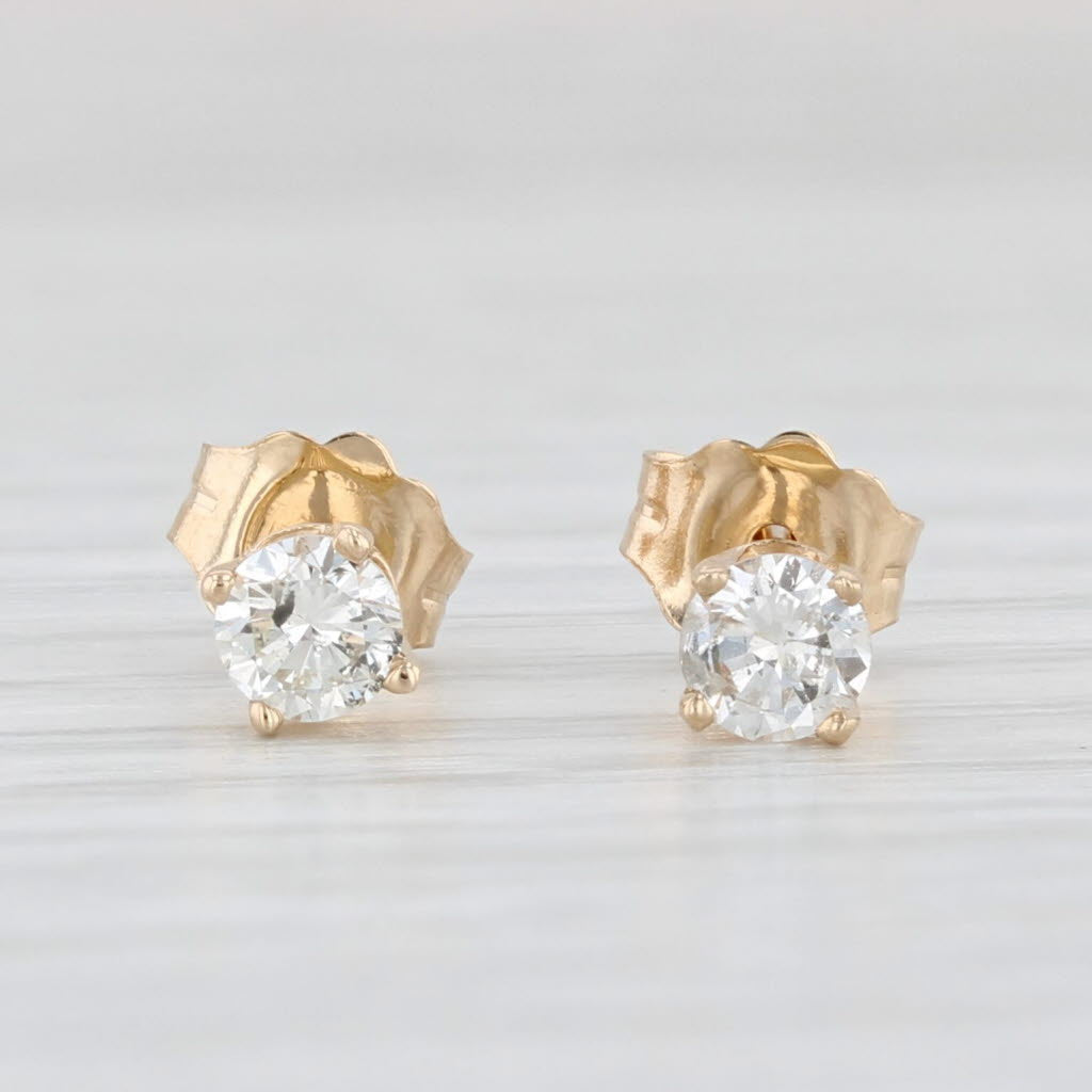 Light Gray 0.33ctw Solitaire Diamond Stud Earrings 14k Yellow Gold Round Studs