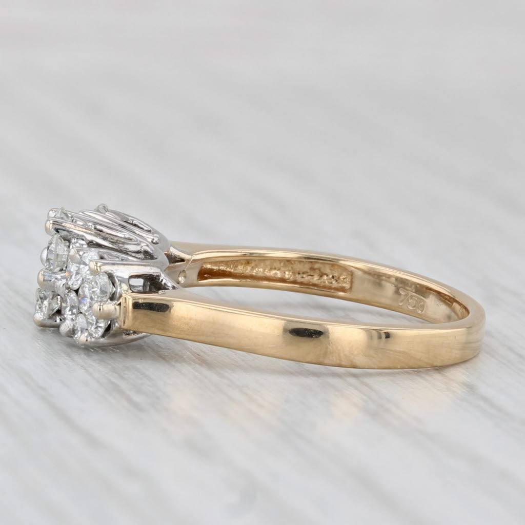 Light Gray 0.67ctw Diamond Clusters Ring 18k White Yellow Gold Size 7.25 Engagement