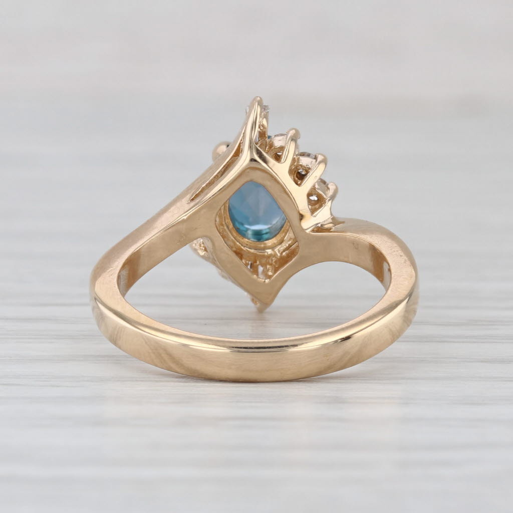 1.32ctw London Blue Topaz Diamond Ring 14k Yellow Gold Size 6.75 Bypass