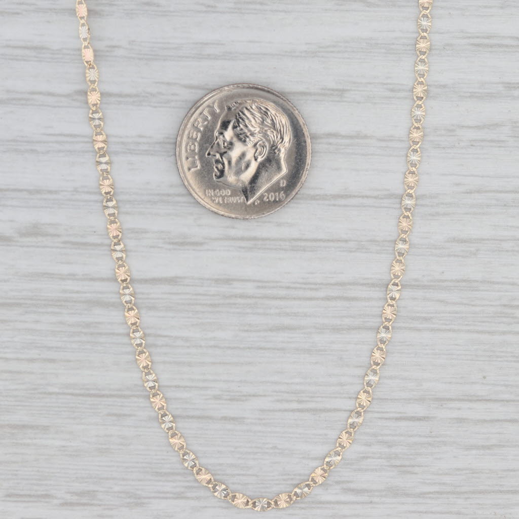 Gray Swirl Link Necklace 18" 1.8mm 14k Yellow Gold