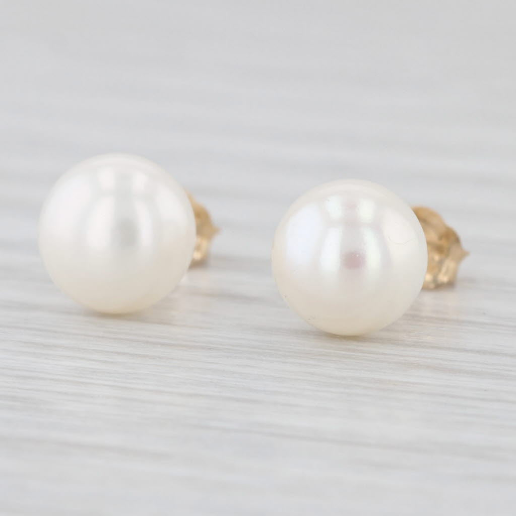 Cultured Pearl Stud Earrings 14k Yellow Gold Bead Studs