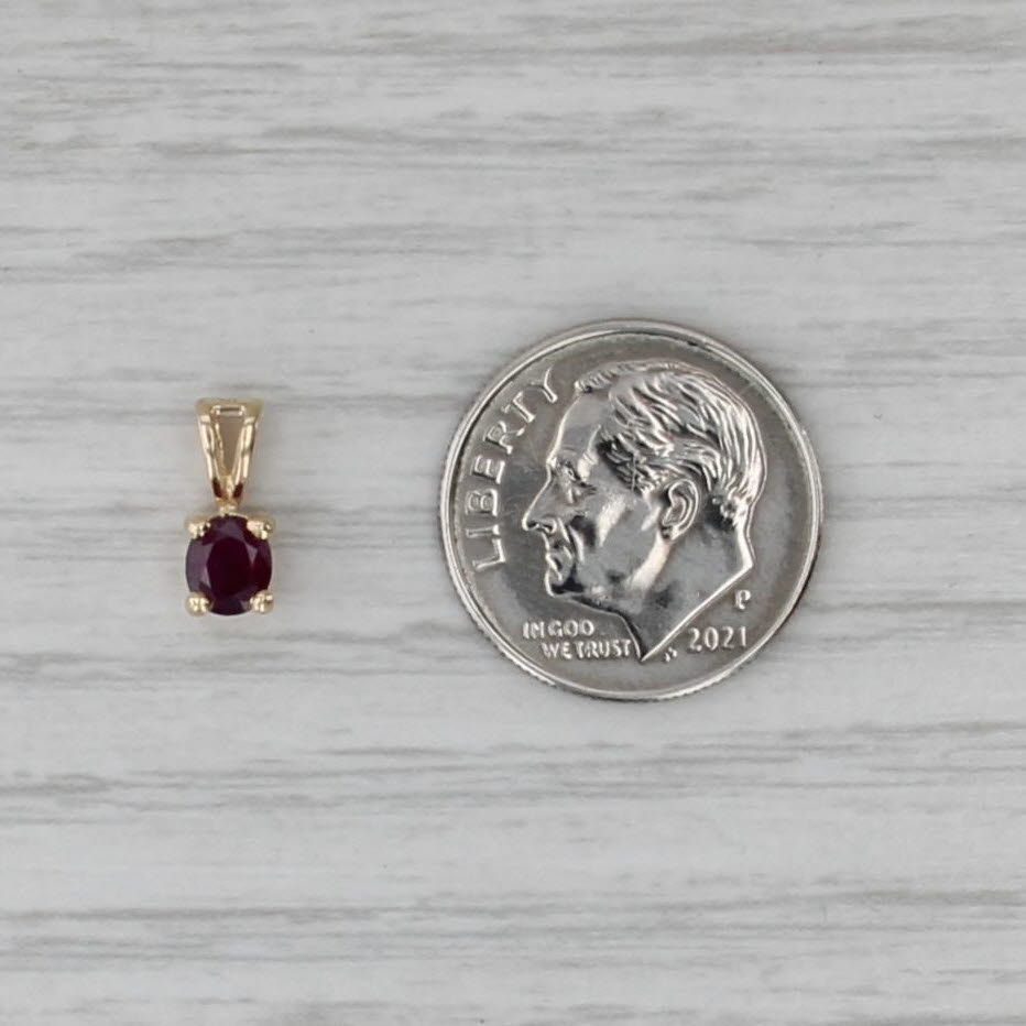 0.40ct Ruby Oval Solitaire Pendant 14k Yellow Gold Small Drop
