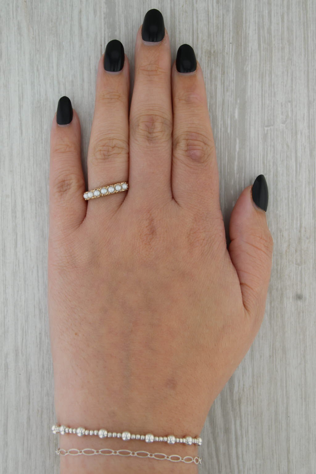 Vintage Cultured Pearl Ring 10k Gold Size 8.75 Stackable Bridal Anniversary
