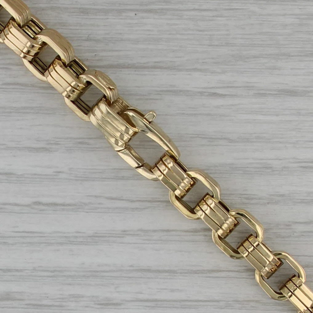 Roberto Coin Ridged Square Link Necklace 18k Yellow Gold 24" 8.5mm
