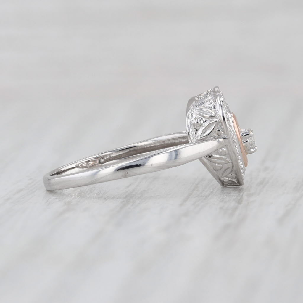 Diamond Double Heart Ring 14k White Rose Gold Size 7