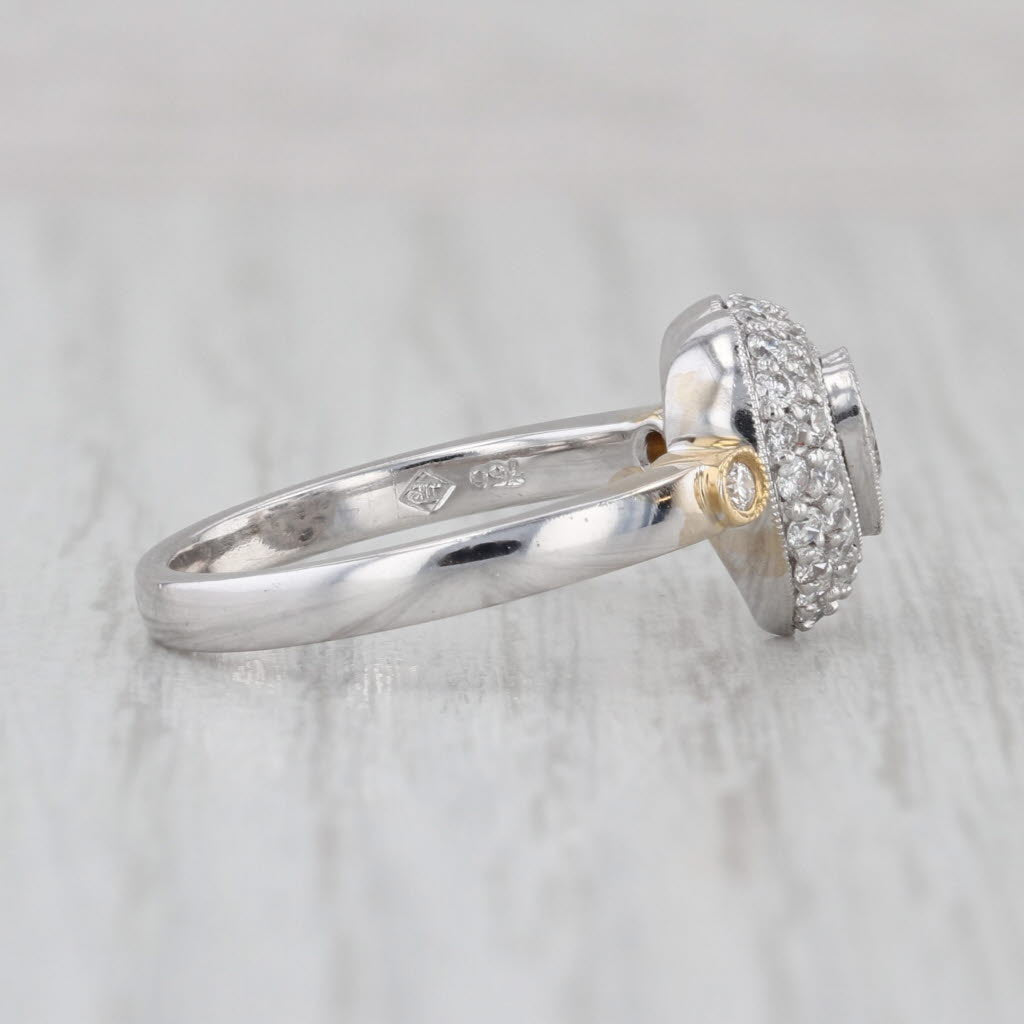 0.60ctw Diamond Heart Halo Ring 18k White Gold Size 7 Engagement