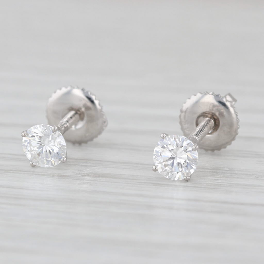 Novello 0.52ctw Lab Grown Diamond Stud Earrings 14k White Gold Studs Screw Back