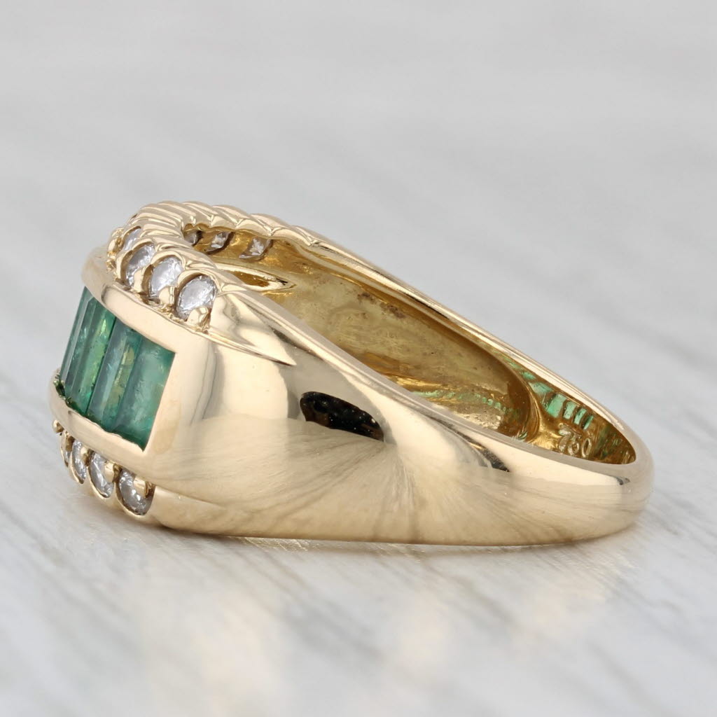 Gray 1.60ctw Emerald Diamond Ring 18k Yellow Gold Size 6.75