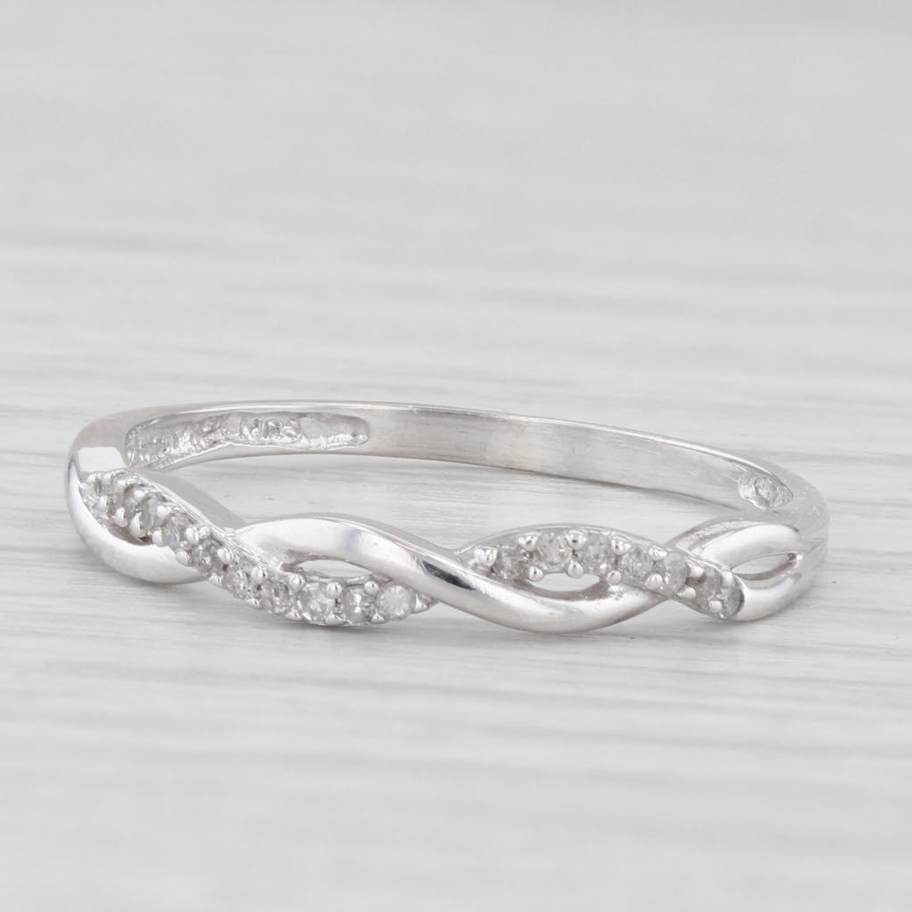 Light Gray Woven Diamond Ring 10k White Gold Size 8.5 Band Wedding Anniversary Stackable