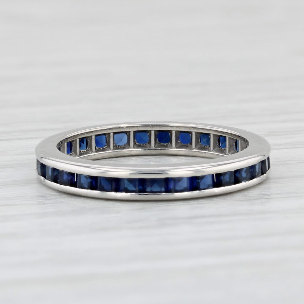 Light Gray Vintage 1.70ctw Lab Created Sapphire Eternity Ring Palladium Wedding Band Sz 6