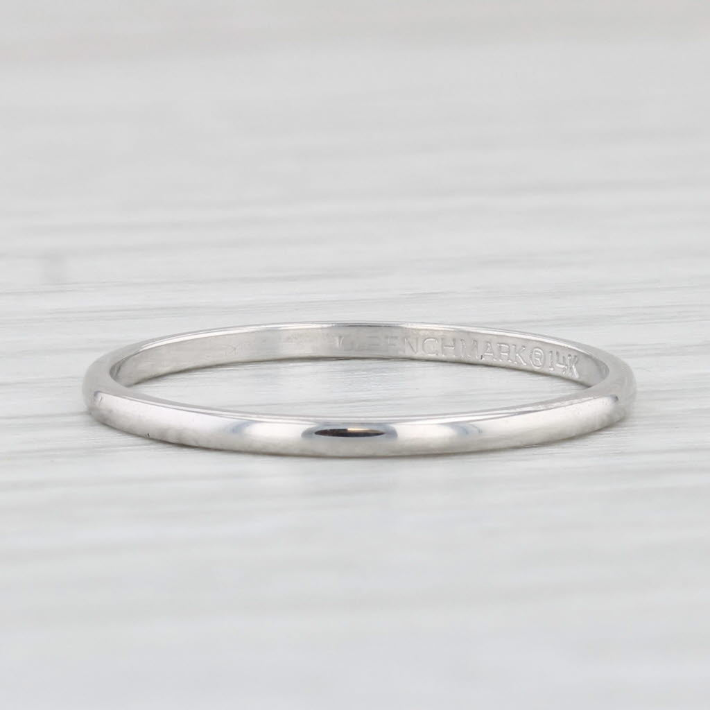 Light Gray Classic Women's Wedding Band 14k White Gold Stackable Ring Size 6.5