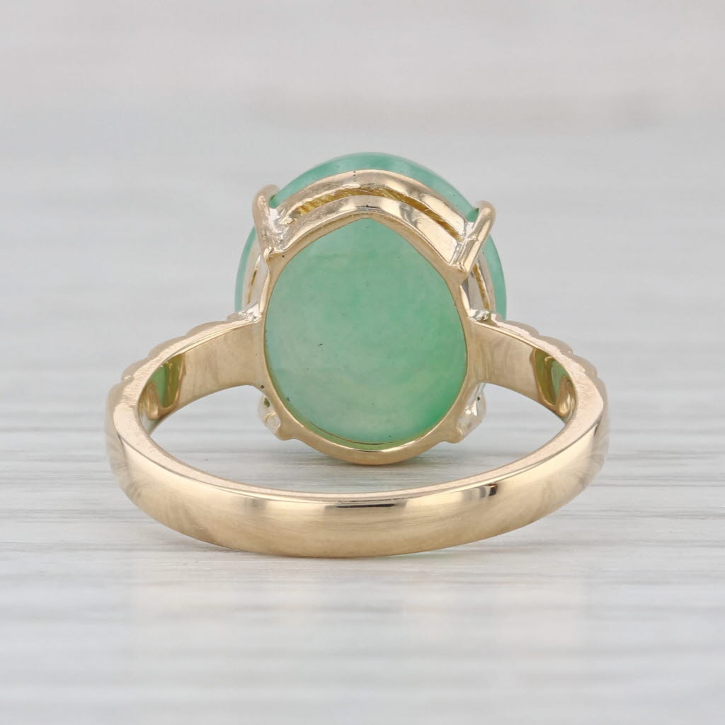 Jadeite Jade Solitaire Ring 14k Yellow Gold Size 6.25 Oval Cabochon