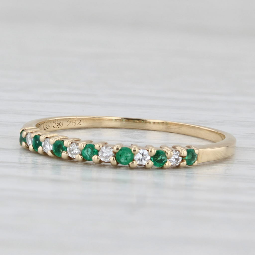 Light Gray 0.17ctw Emerald Diamond Stackable Ring 18k Yellow Gold Size 6.25