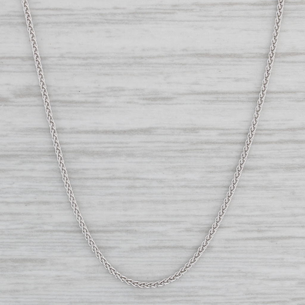 Gray New Round Wheat Chain Necklace 14k White Gold 18" 1mm