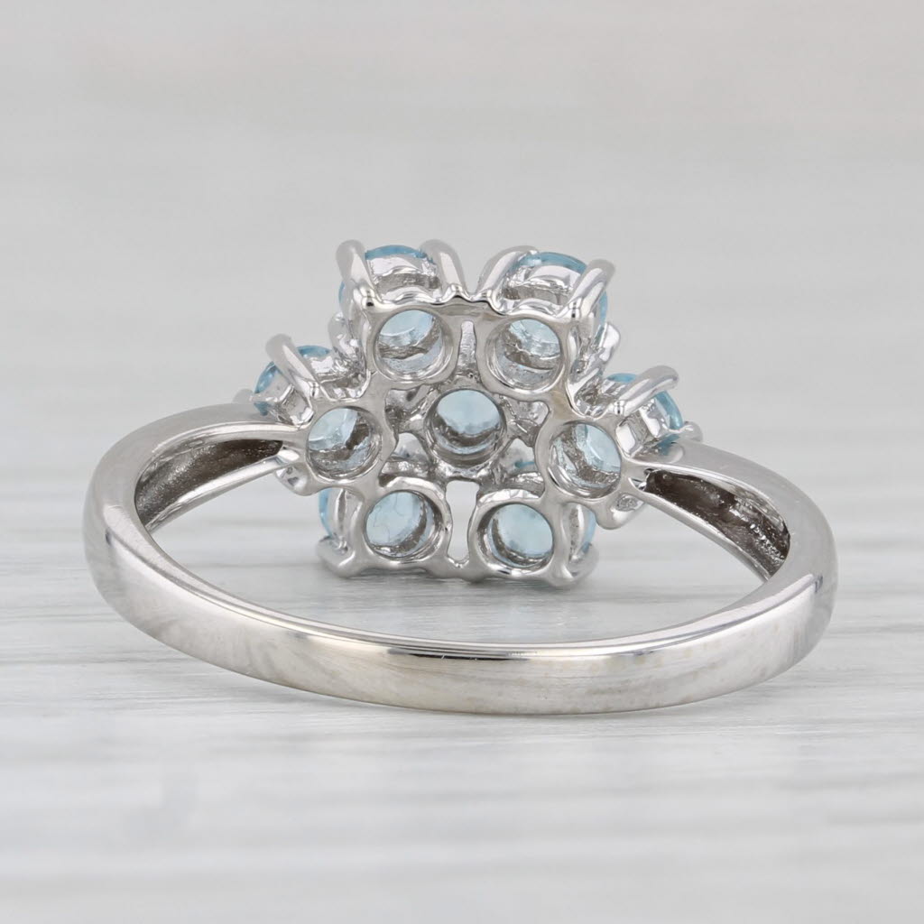 Light Gray 0.96ctw Blue Topaz Cluster Ring 10k White Gold Size 7.25