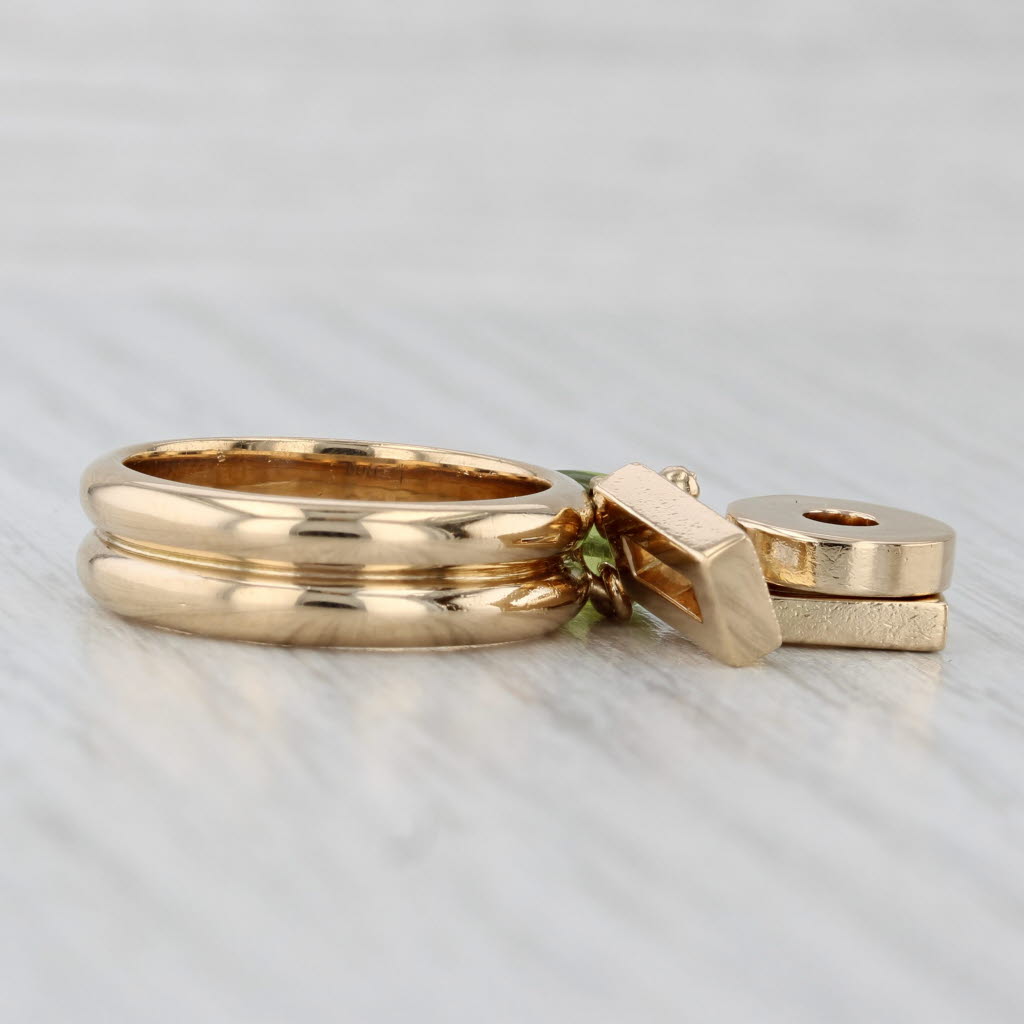 Light Gray Peridot Abstract Charm Ring 18k Yellow Gold Size 6 Cocktail Dolce