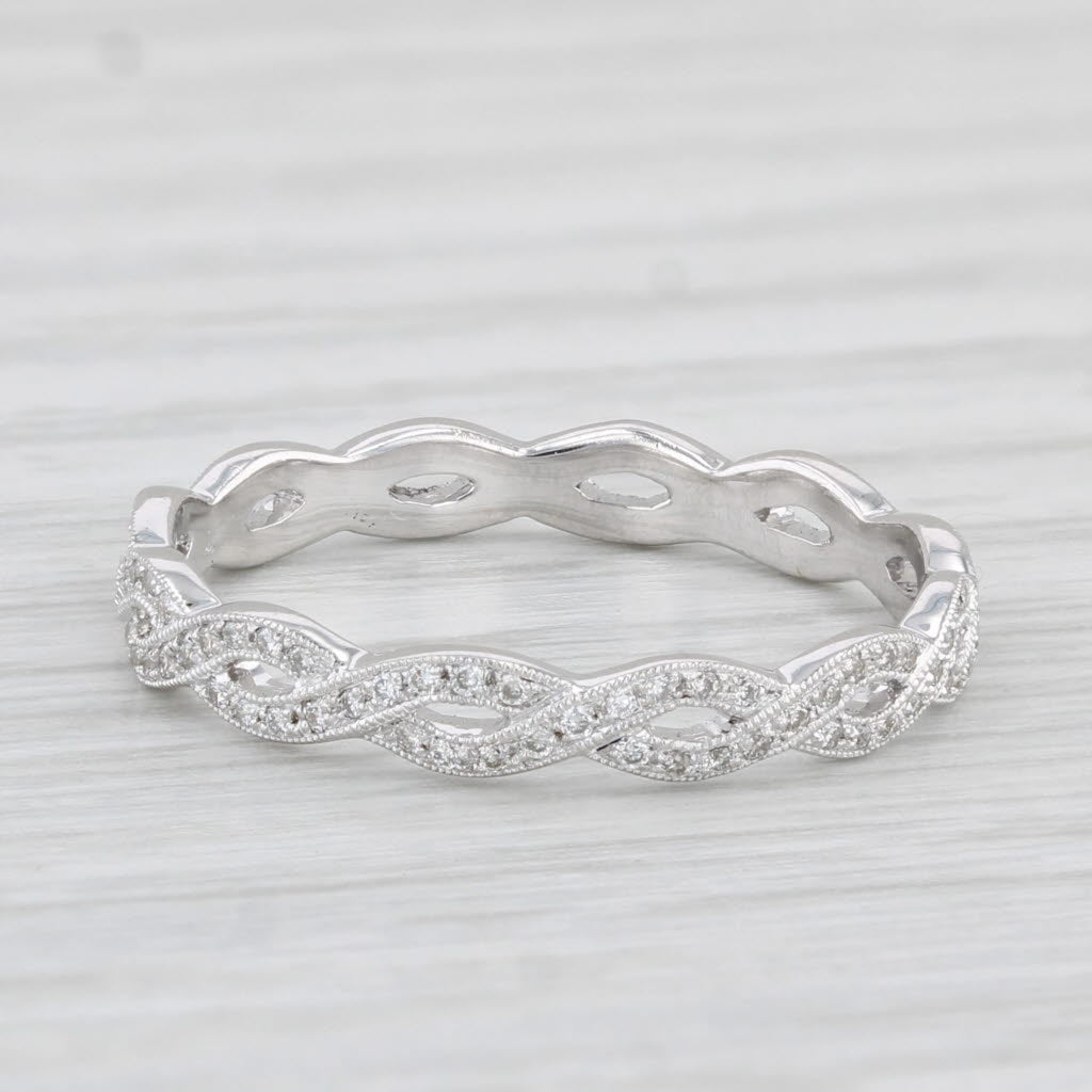 Light Gray New 0.22ctw Diamond Eternity Wedding Band 18k White Gold Size 6.5 Stackable Ring