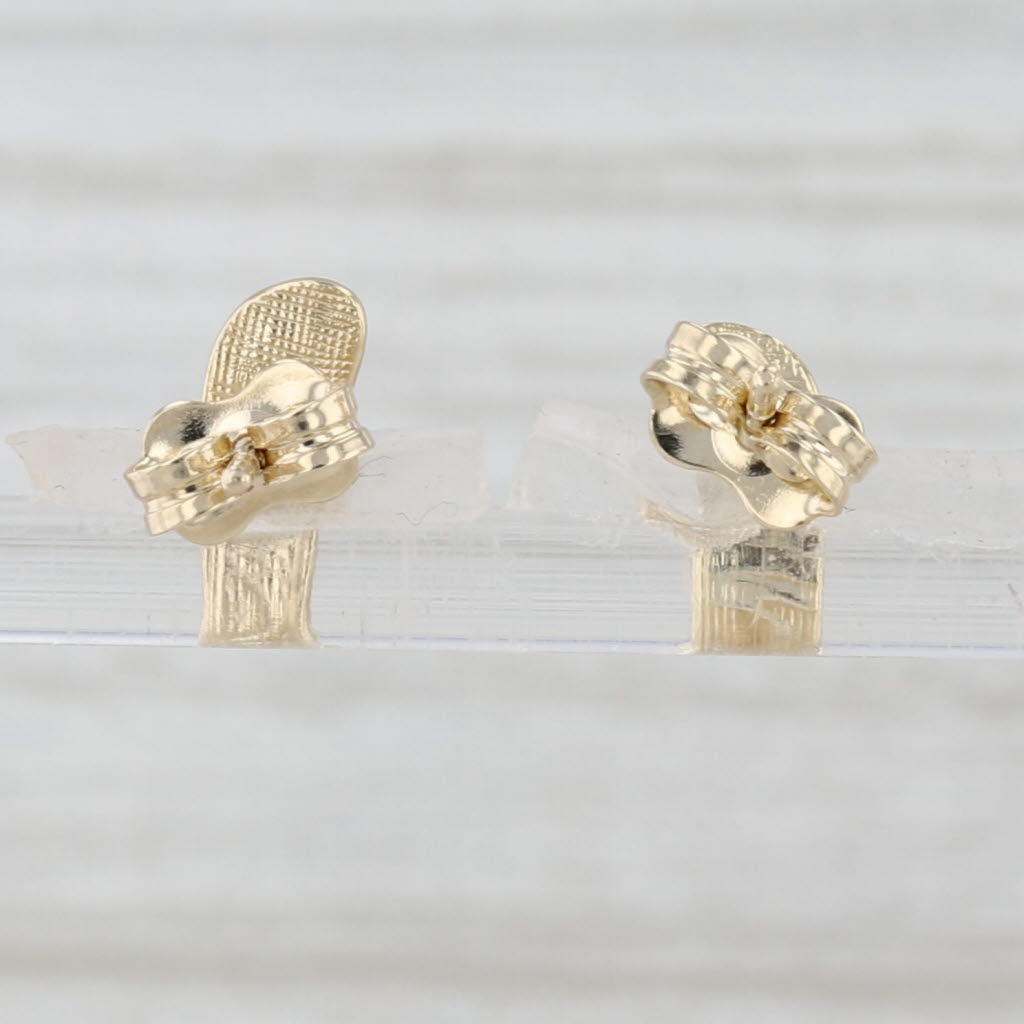 Light Gray Small Flip Flop Stud Earrings 10k Yellow White Gold Nautical Summer Theme