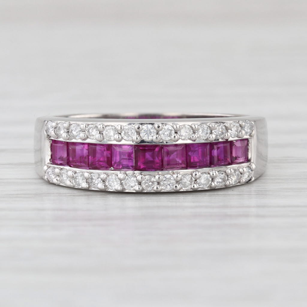 1.04ctw Ruby Diamond Ring 14k White Gold Size 7-7.25 Bridal Band