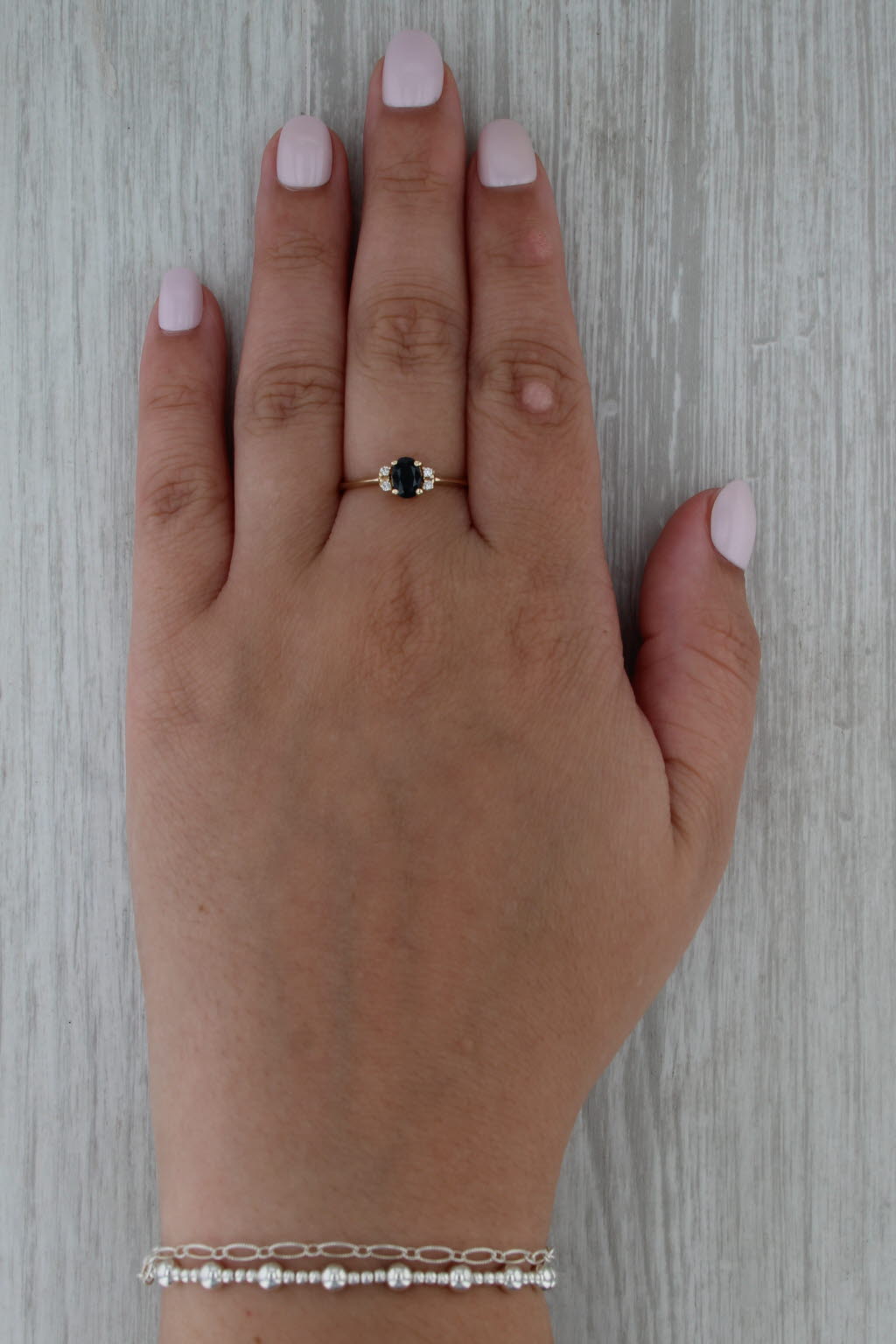 0.62ctw Oval Blue Sapphire Diamond Ring 14k Yellow Gold Size 8.75