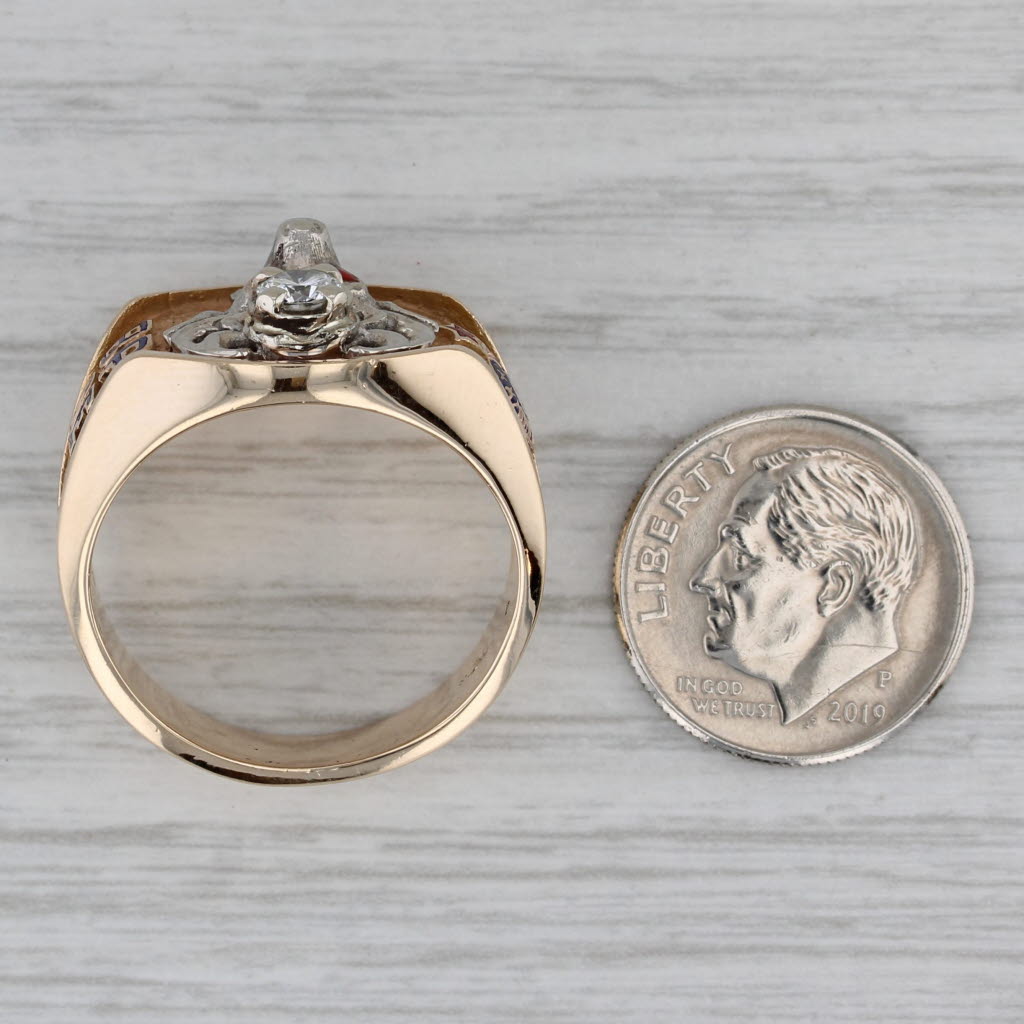 Gray Elks BPOE Signet Ring 14k Yellow White Gold 0.25ct Diamond Size 9.75 Vintage