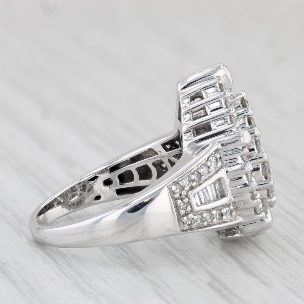 Light Gray 0.86ctw Diamond Cluster Teardrop Halo Ring 10k White Gold Size 6 Engagement