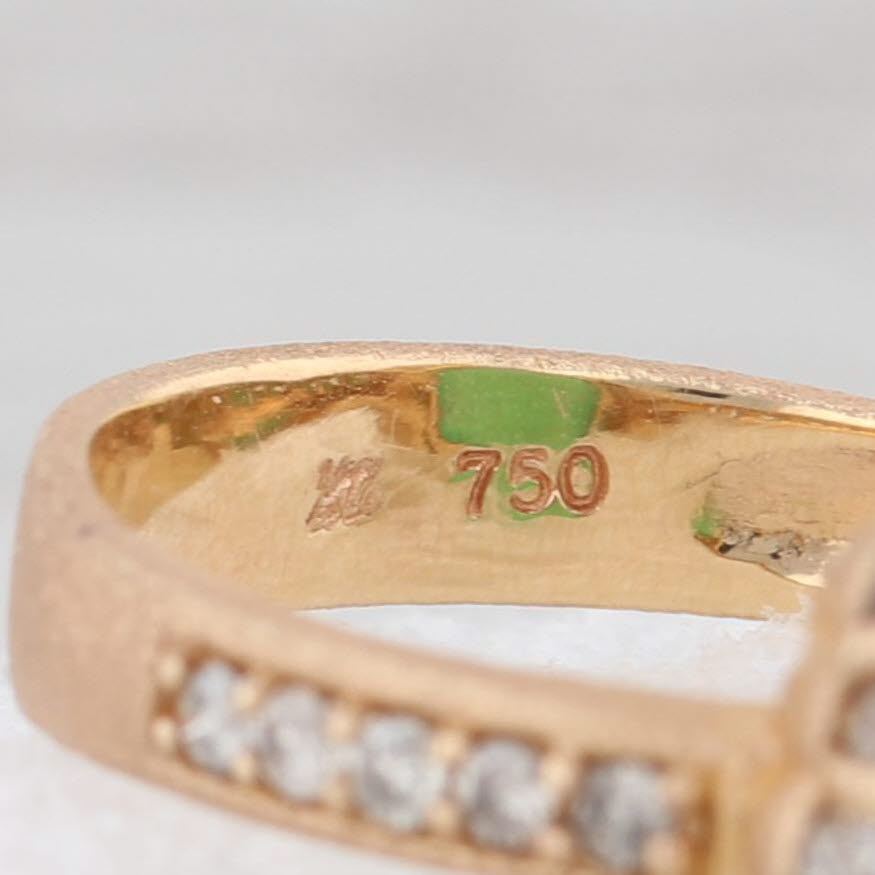 New Nina Wynn Green Chrysoprase Diamond Halo Ring 18k Gold Size 7