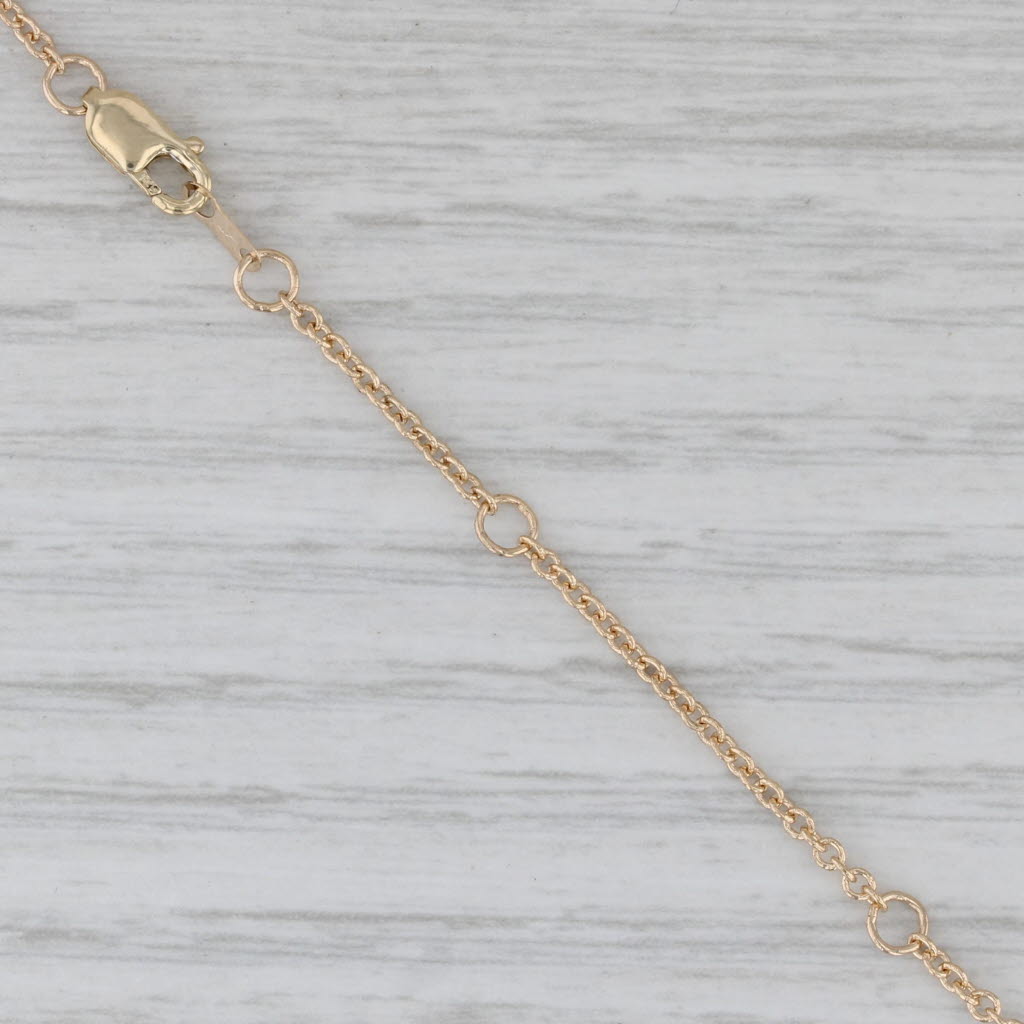 Gray Adjustable Cable Chain Necklace 14k Yellow Gold 16" 17" 18"