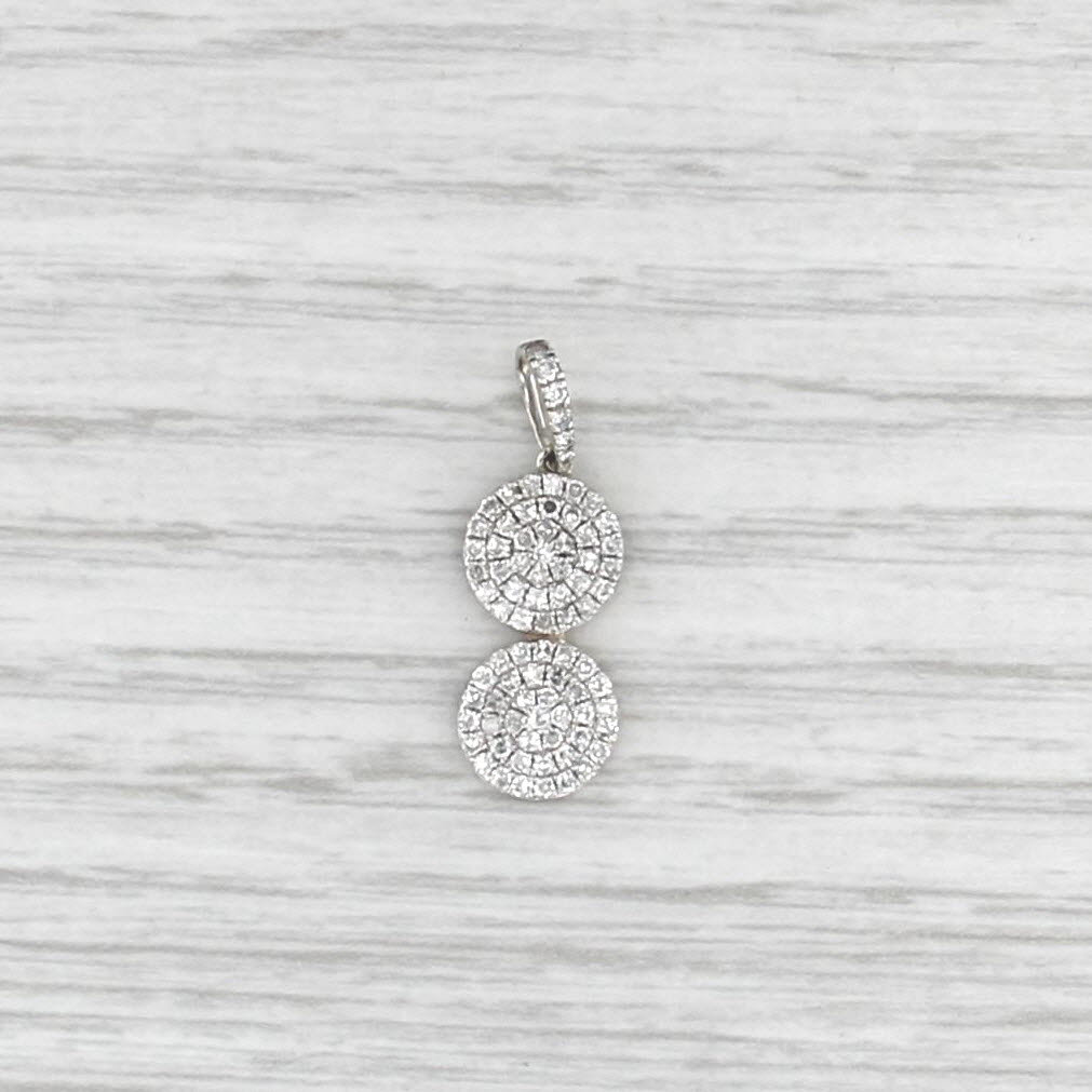 Pave Diamond Circles Pendant 14k White Gold Drop