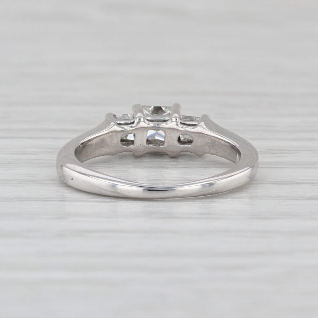 0.49ctw Princess Diamond 3-Stone Engagement Ring 14k White Gold Size 3.75