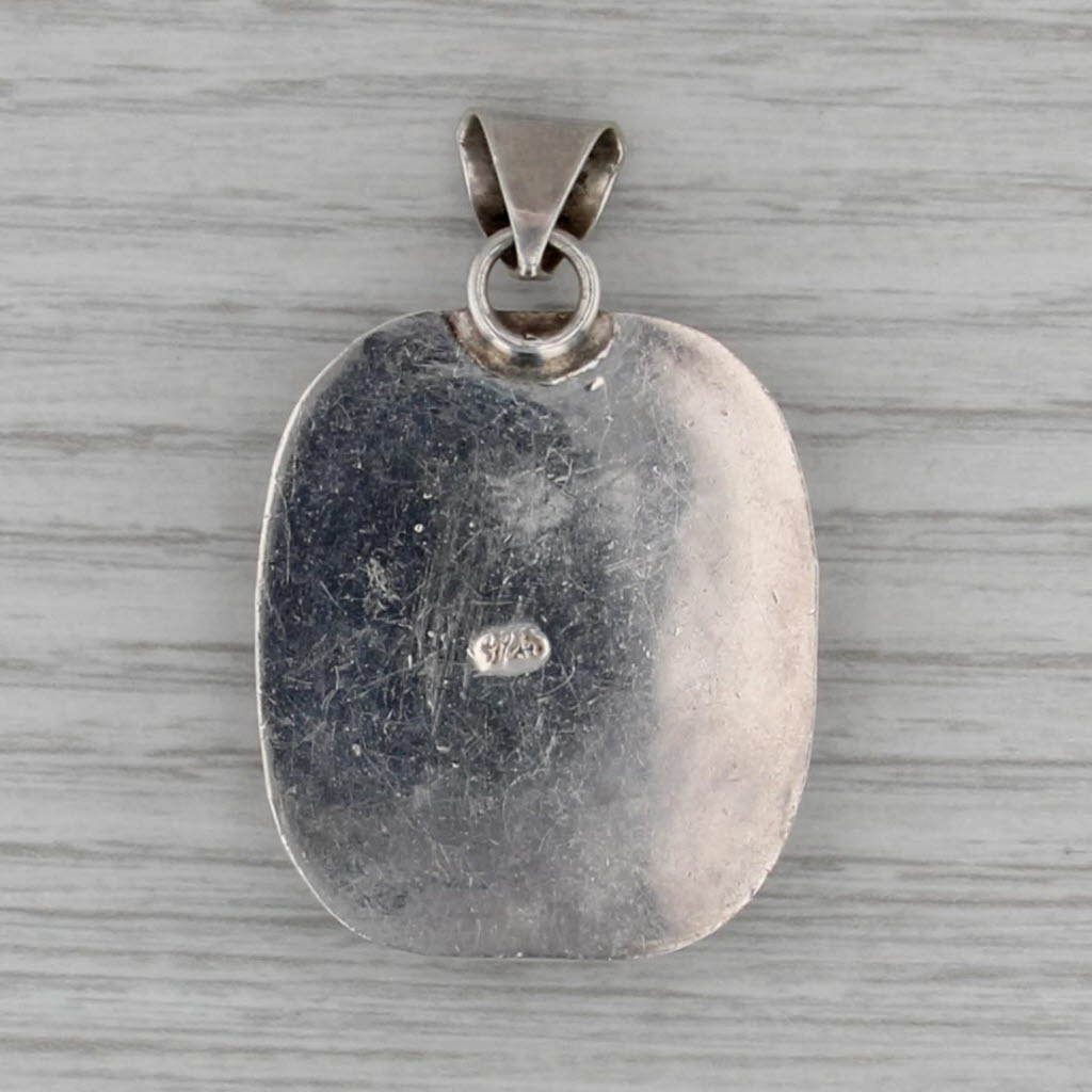 Vintage Southwestern Abaloni Shell Pendant Sterling Silver Resin