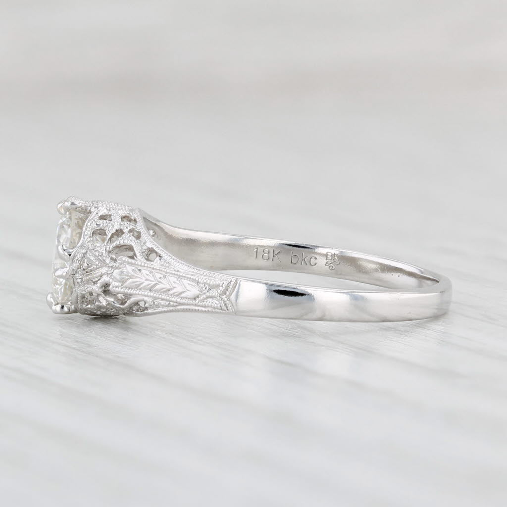 Light Gray New Round Diamond Solitaire Engagement Ring 18k White Gold Vintage Style K GIA