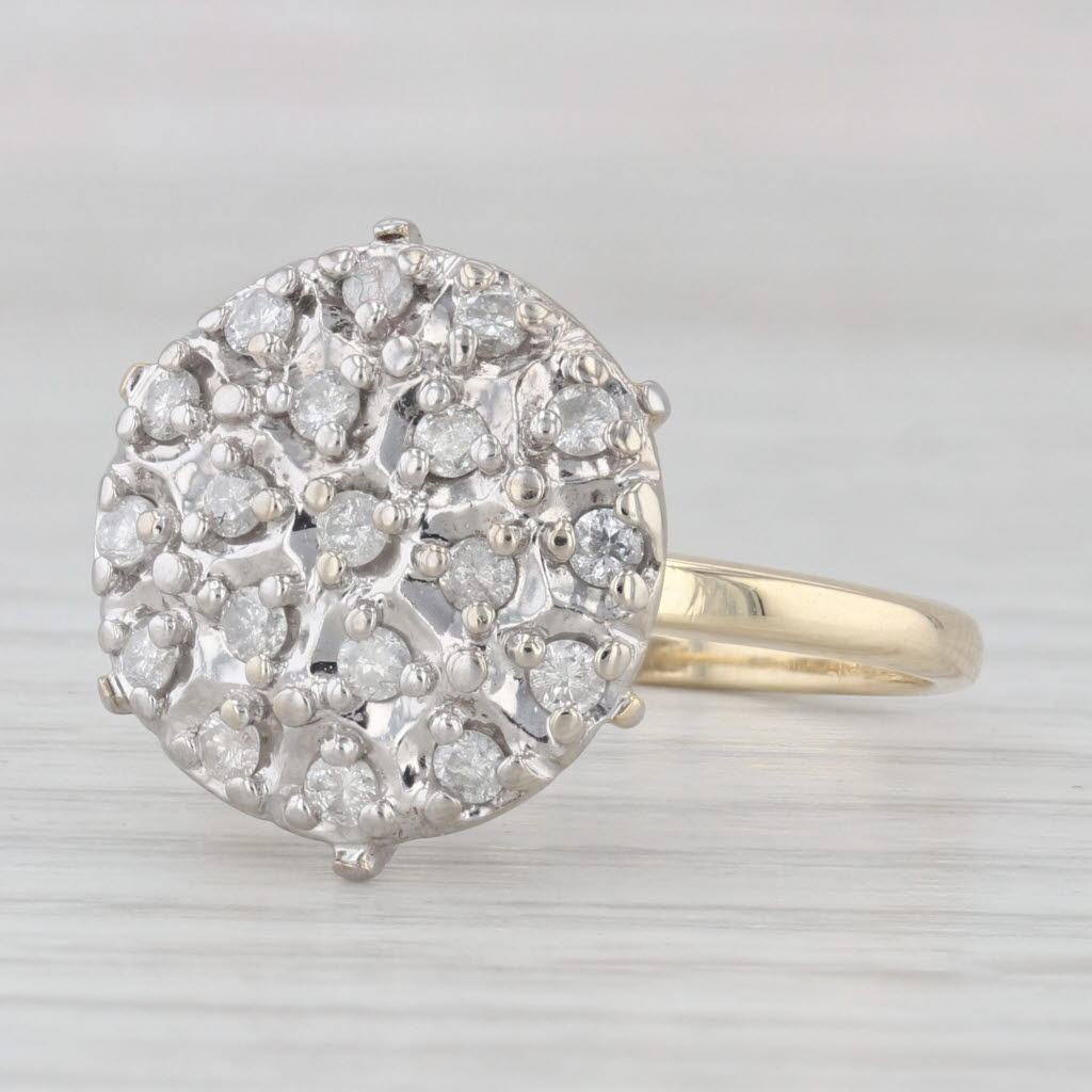 Light Gray Vintage 0.50ctw Diamond Cluster Engagement Ring 10k White Yellow Gold Size 6.5