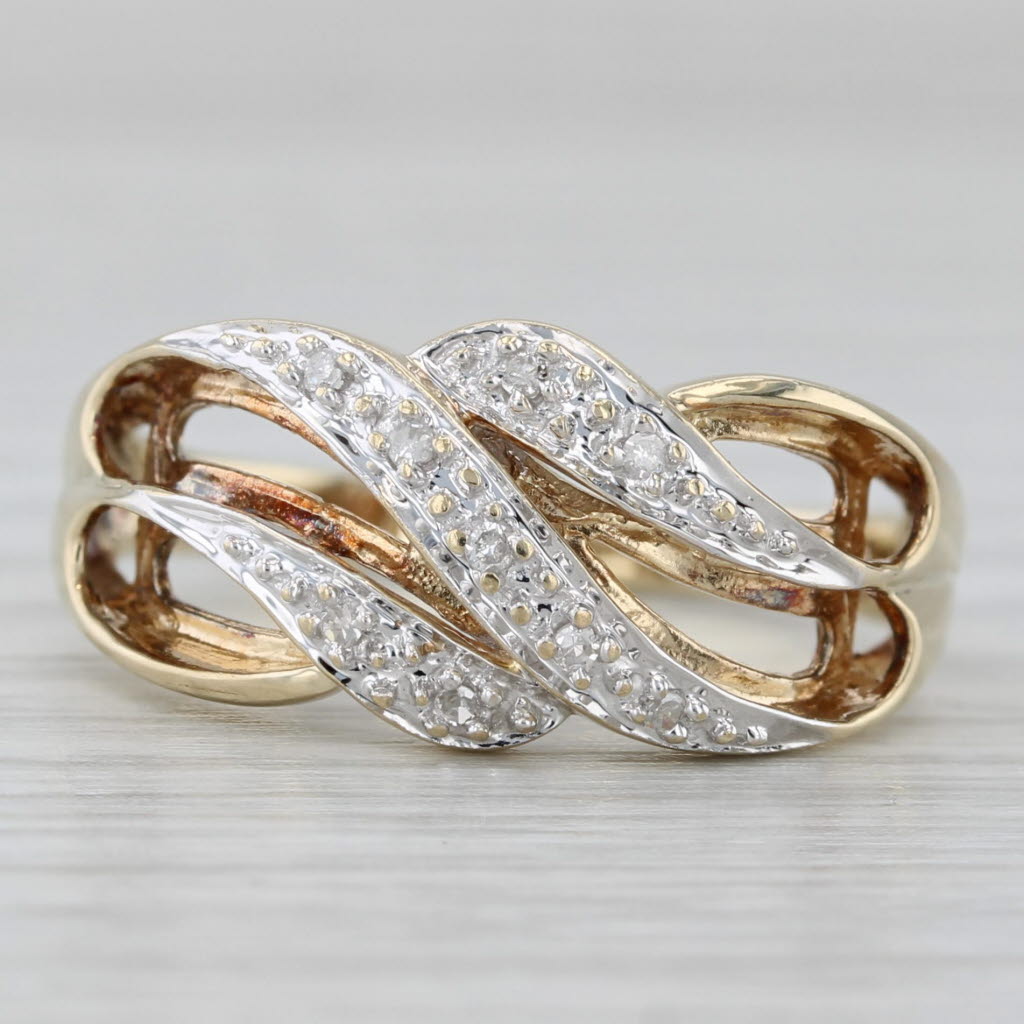 Gray Scalloped Diamond Ring 10k Yellow Gold Size 8.25