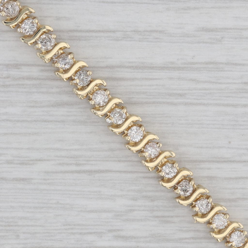 Gray 6.75" Diamond Tennis Bracelet 14k Yellow Gold 5.1mm Snap Clasp