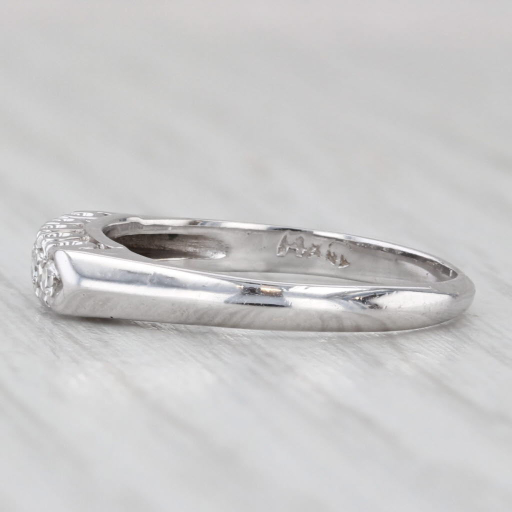 Light Gray Vintage 0.10ctw Diamond Wedding Band 14k White Gold Size 6 Stackable Ring