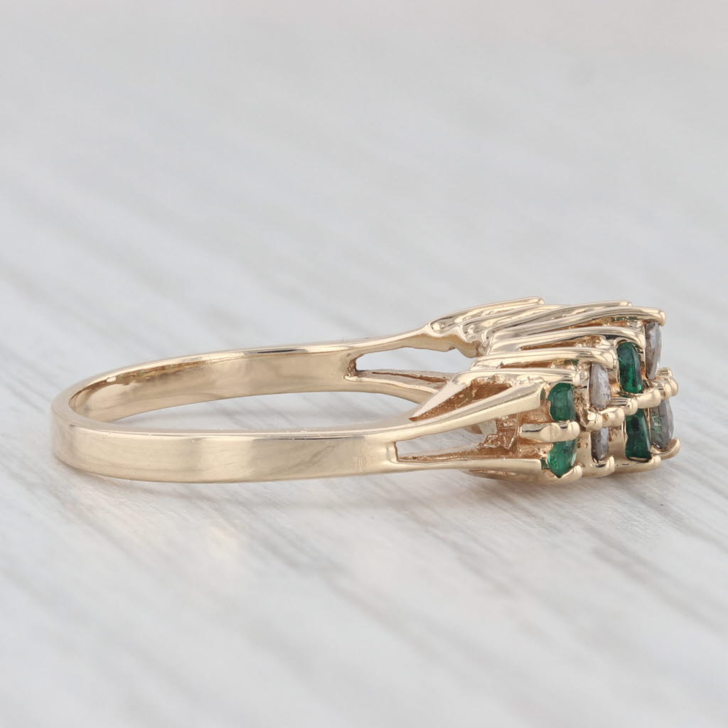 Light Gray 0.52ctw Emerald Diamond Tiered Ring 10k Yellow Gold Stackable Anniversary Size 6