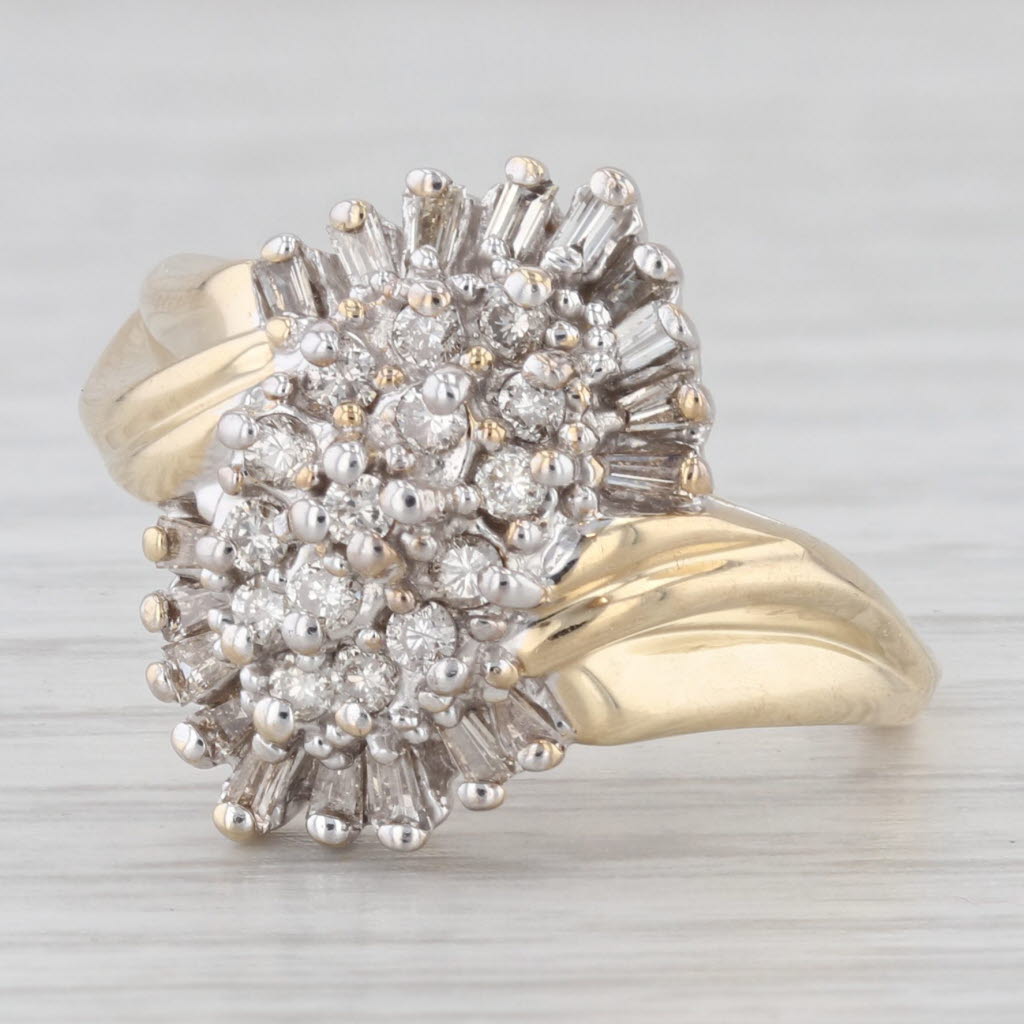 Light Gray 0.45ctw Diamond Cluster Ring 10k Yellow Gold Size 7