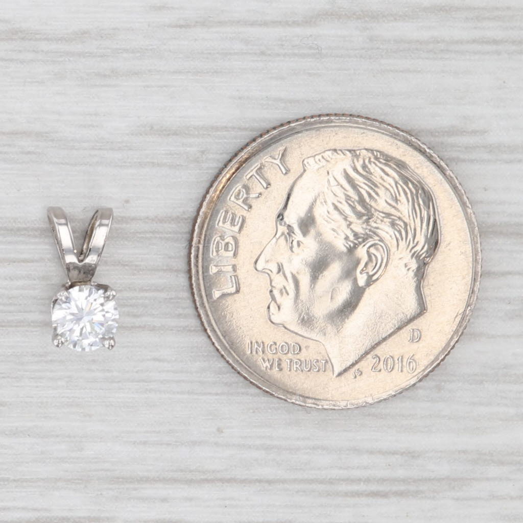 Light Gray New 0.25ct VS2 Round Solitaire Small Drop Pendant 14k White Gold