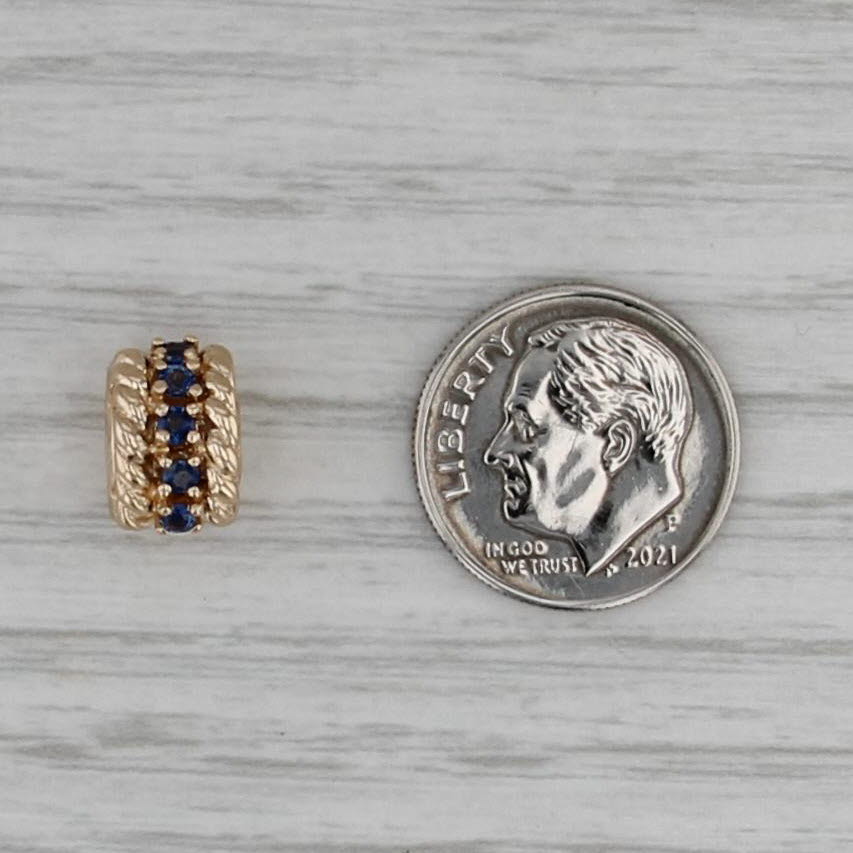 0.20ctw Blue Sapphire Slide Bracelet Charm 14k Yellow Gold Vintage DJI