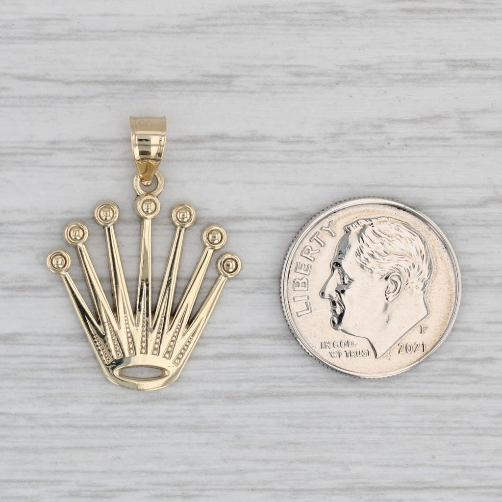 Gray Crown Pendant 10k Yellow Gold King Queen