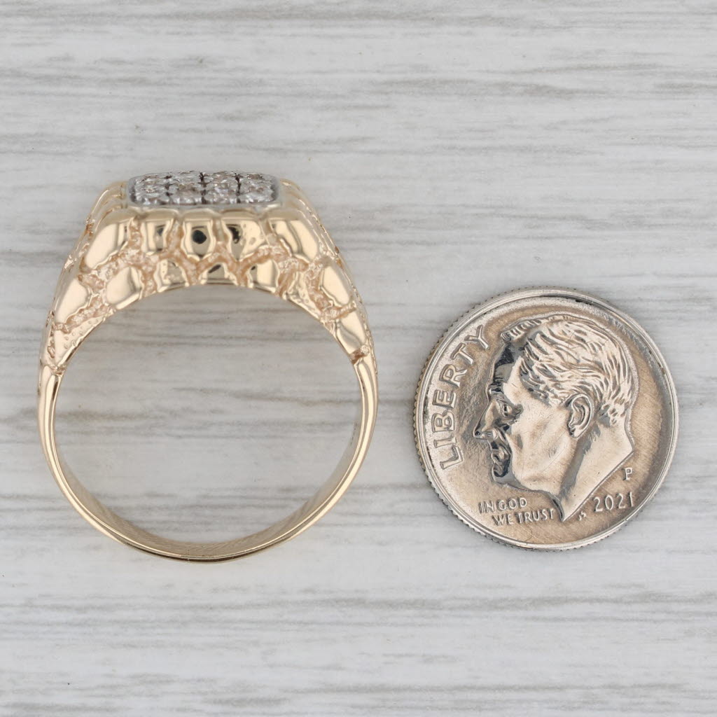 Gray 0.40ctw Pave Diamond Gold Nugget Ring 10k Yellow Gold Size 9.75 Men's
