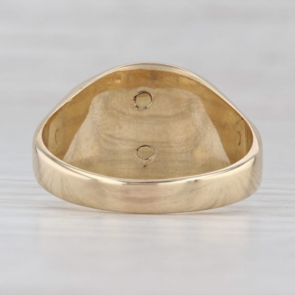 Light Gray Vintage Masonic Blue Lodge Ring 10k Gold Signet Size 11.25 Men's Signet