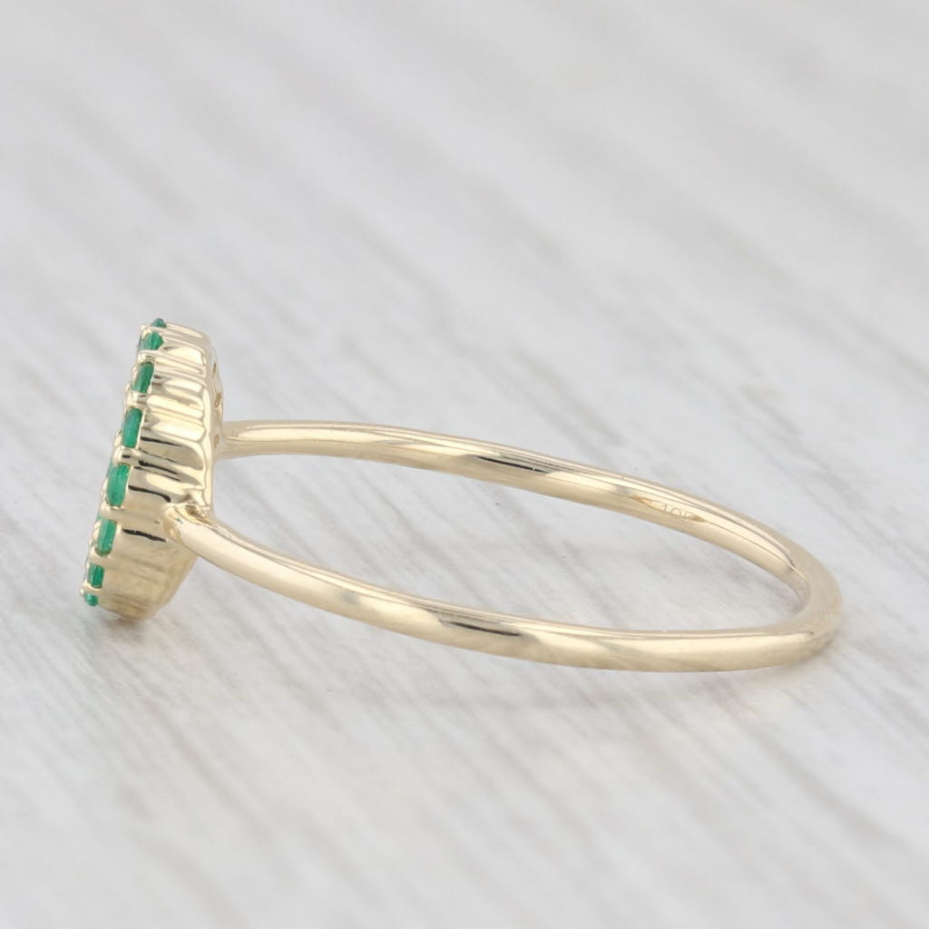 Light Gray New 0.15ctw Emerald Circle Ring 10k Yellow Gold Size 7