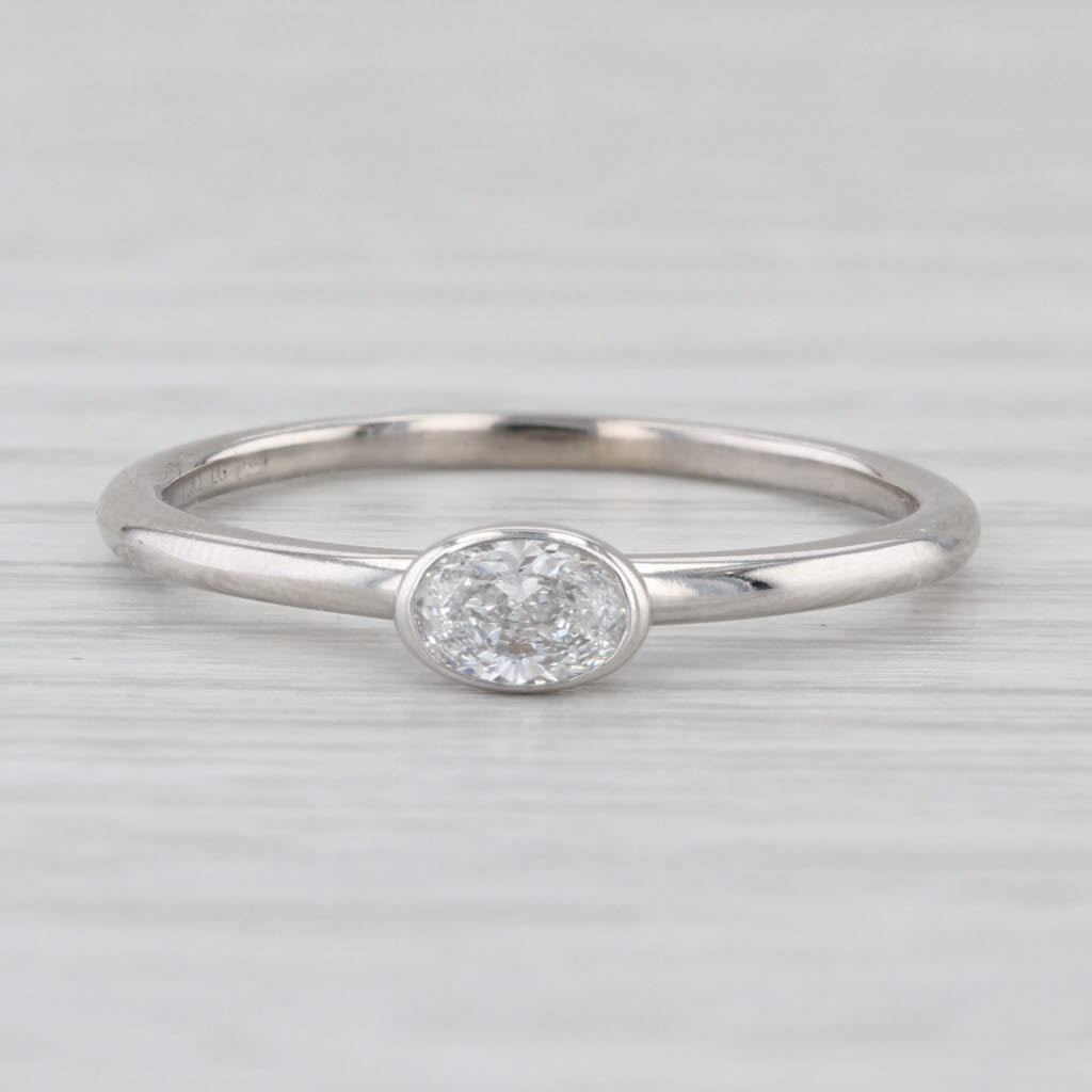 0.28ct Oval Lab Grown Diamond Solitaire Engagement Ring 10k White Gold VS2 F-G