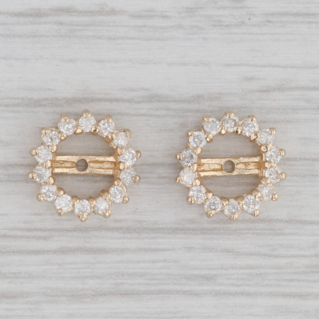 Gray 0.28ctw Diamond Halo Earring Enhancers 14k Yellow Gold
